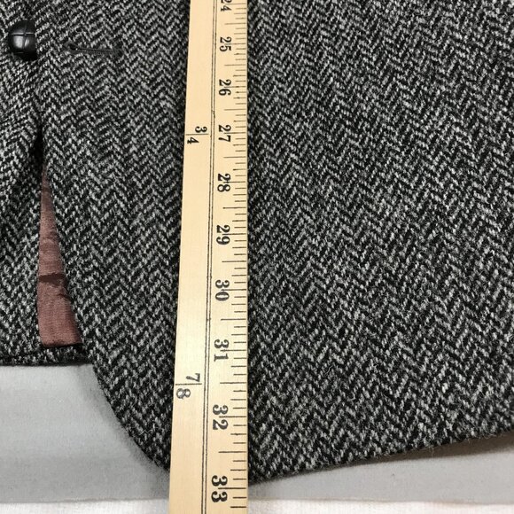 Harris Tweed Blazer Mens 42 Long Gray Herringbone Wool Sport Coat Made Scotland - Picture 14 of 16
